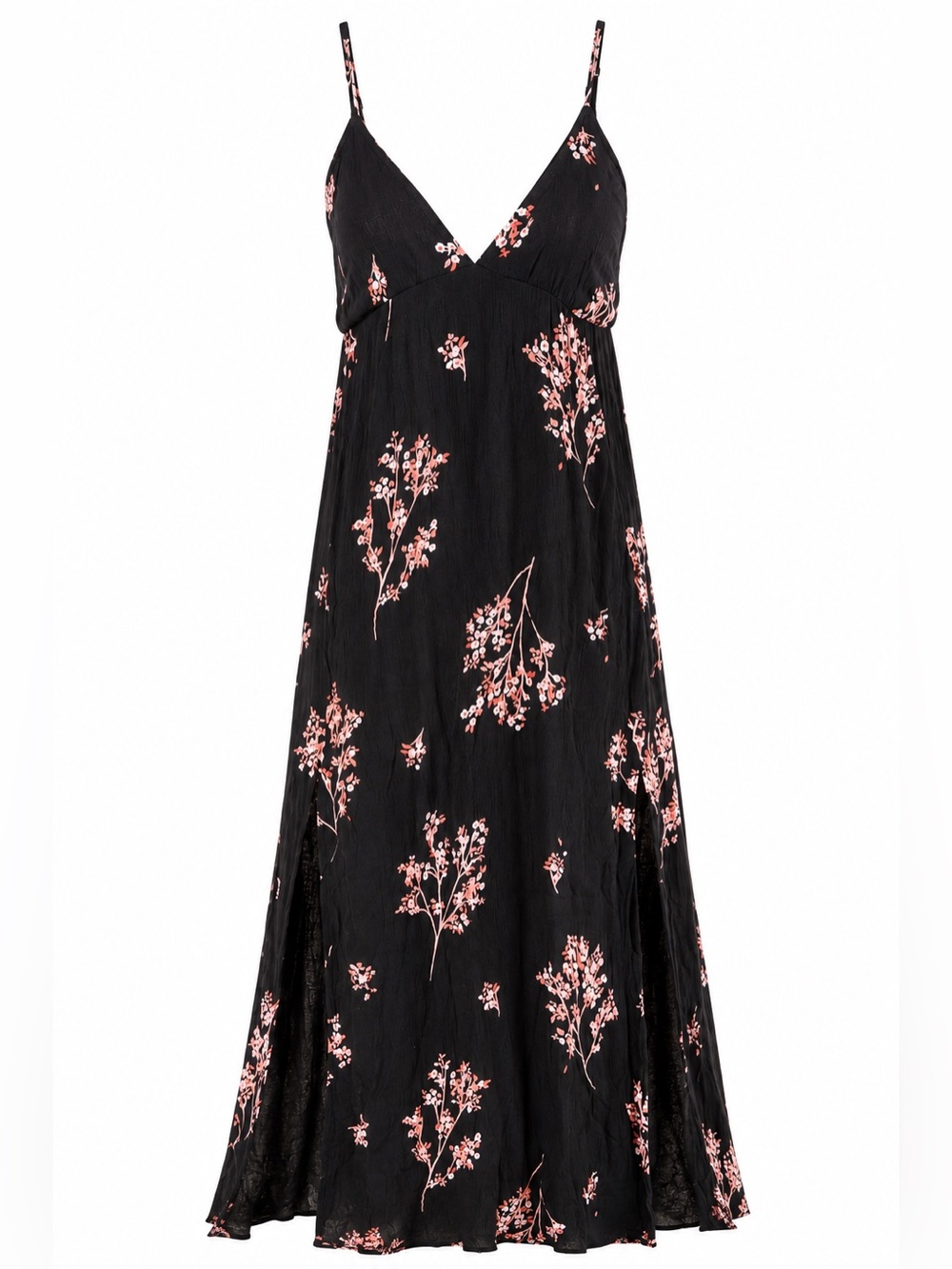 Billabong‎ Black Floral Slip Maxi Dress Fairycore Boho Coastal Goth Small